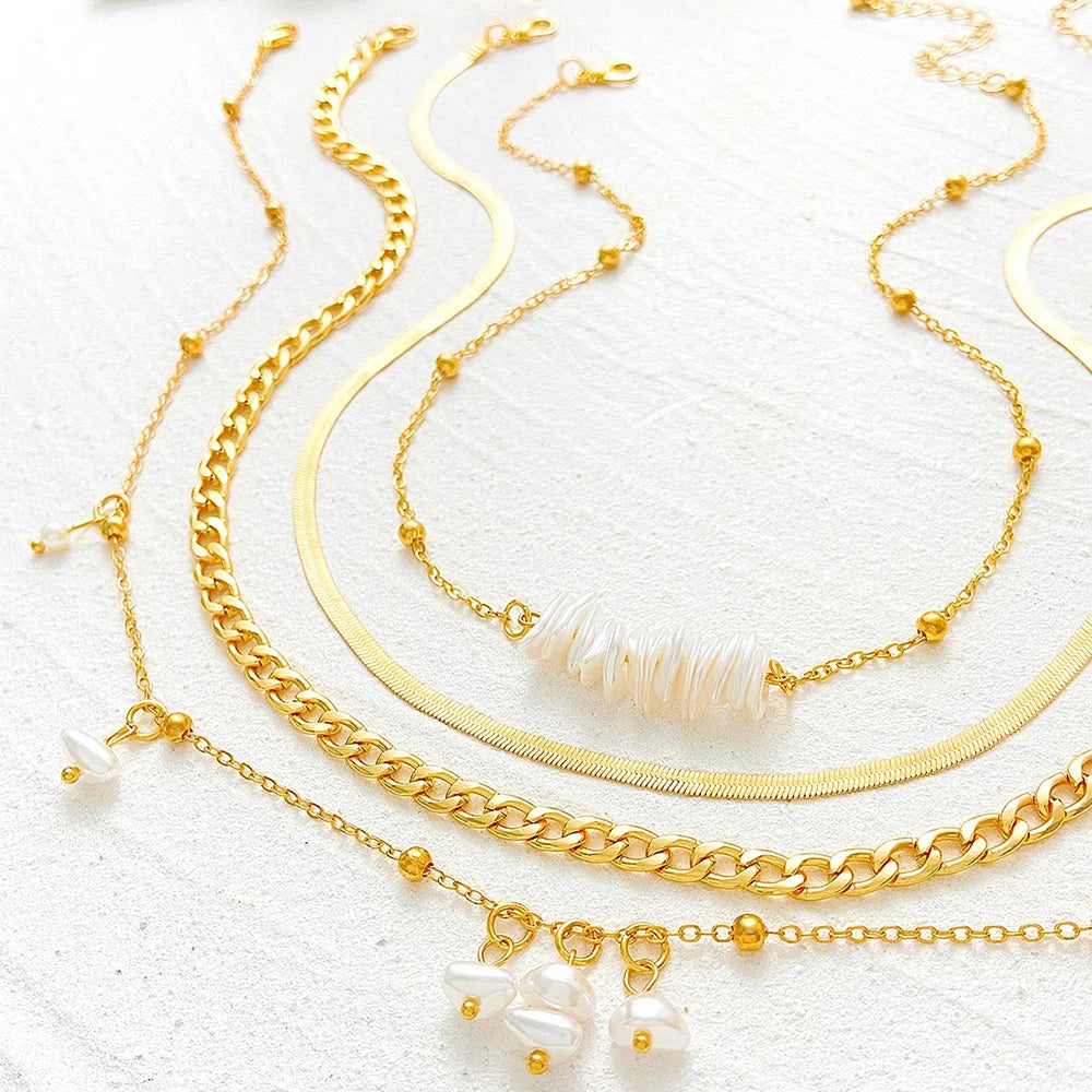 Set de 4 Colliers Perles Baroques