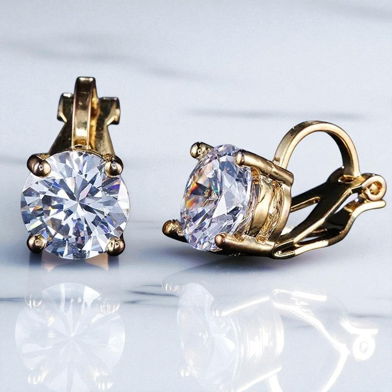 Boucles d'Oreilles Cubique & Finition Dorée
