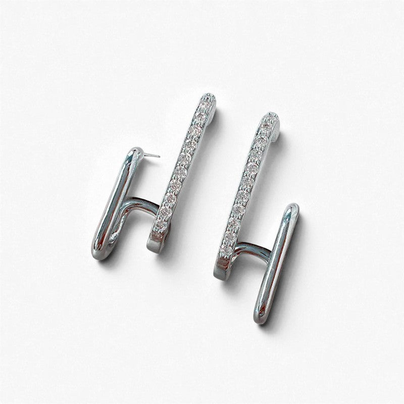 Boucles d’Oreilles Double Rangée – Design U