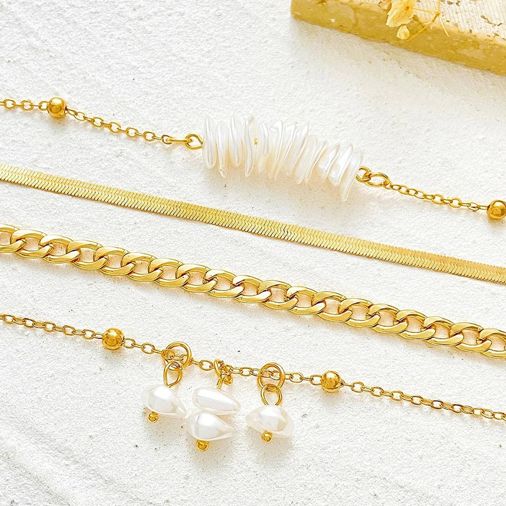 Set of 4 Baroque Pearl Necklaces