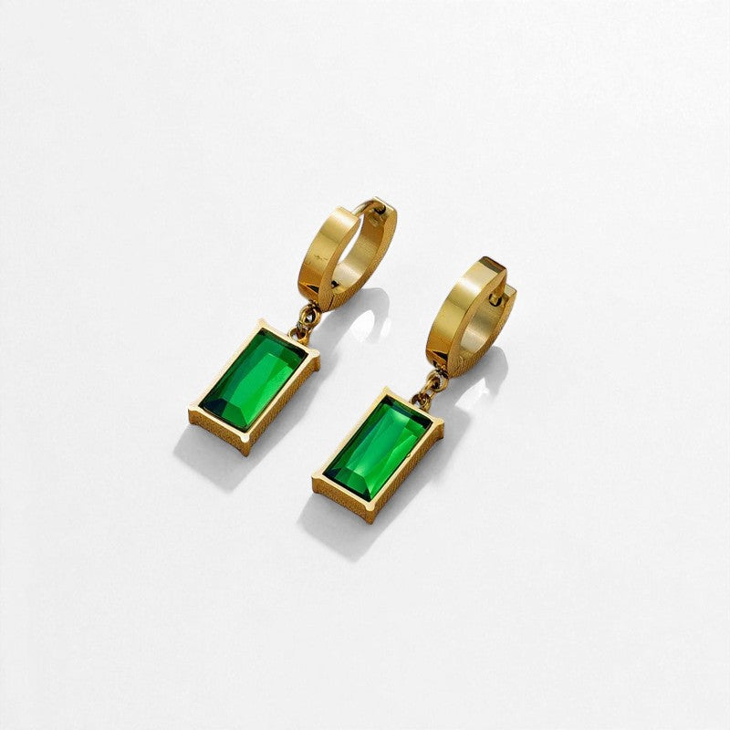 boucles d’oreilles cristal vert acier femme