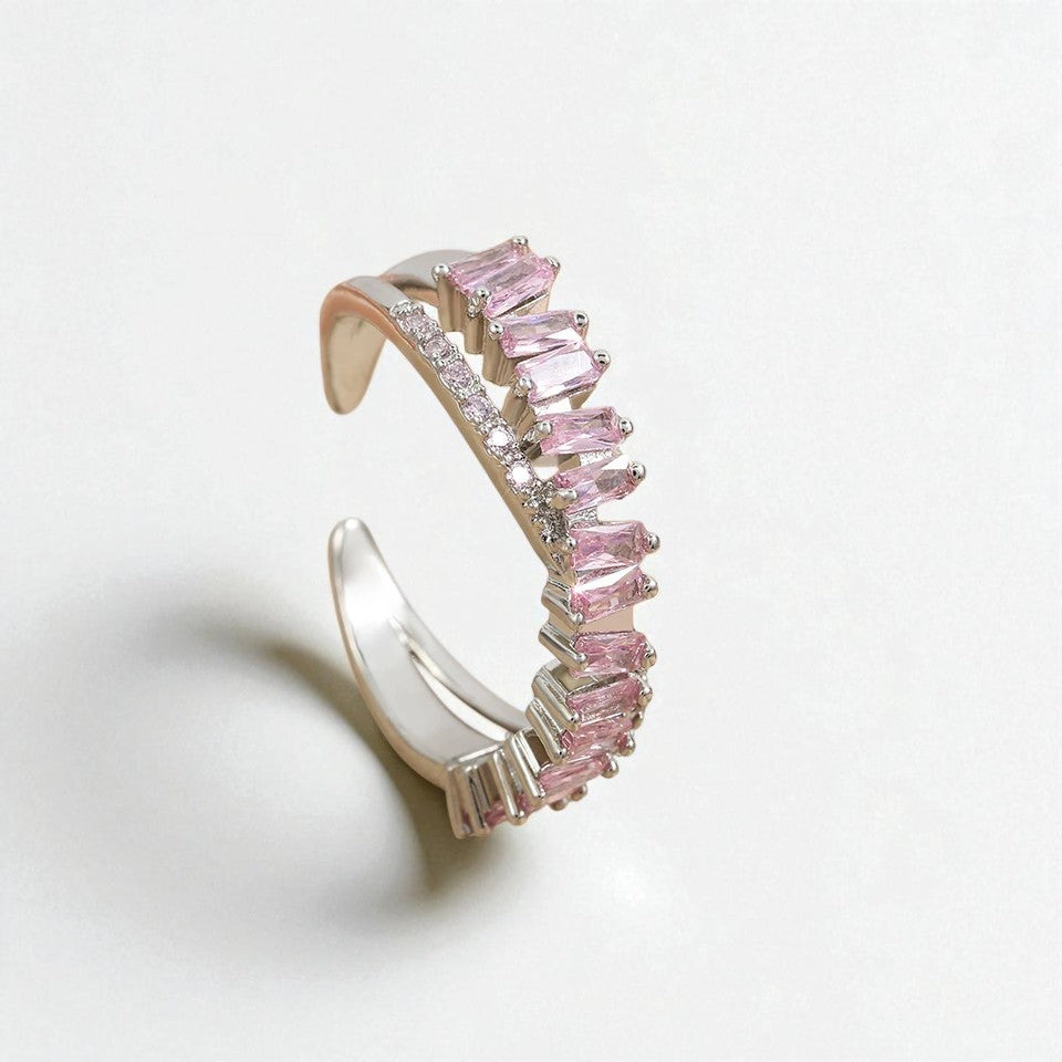 bague croisée avec cristaux brillants