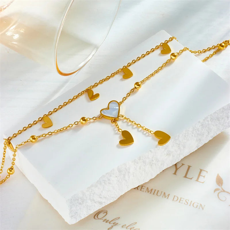 Bracelet de Cheville Double Cœur