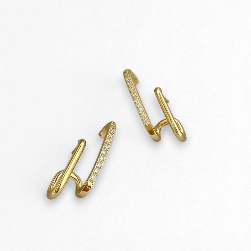 boucles d’oreilles double rangée design U femme
