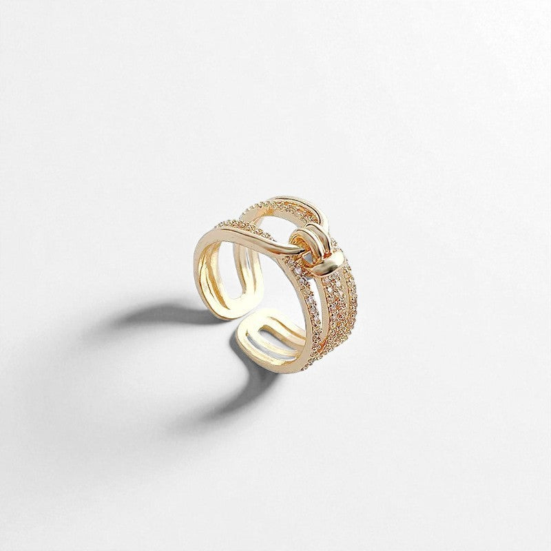 bague double finition dorée femme