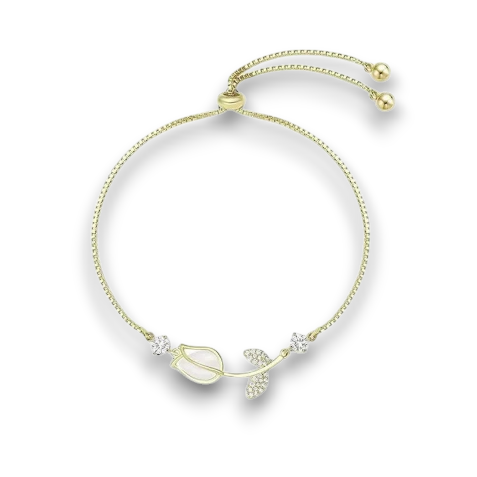 Bracelet Tulipe Opale & Perles Brillantes