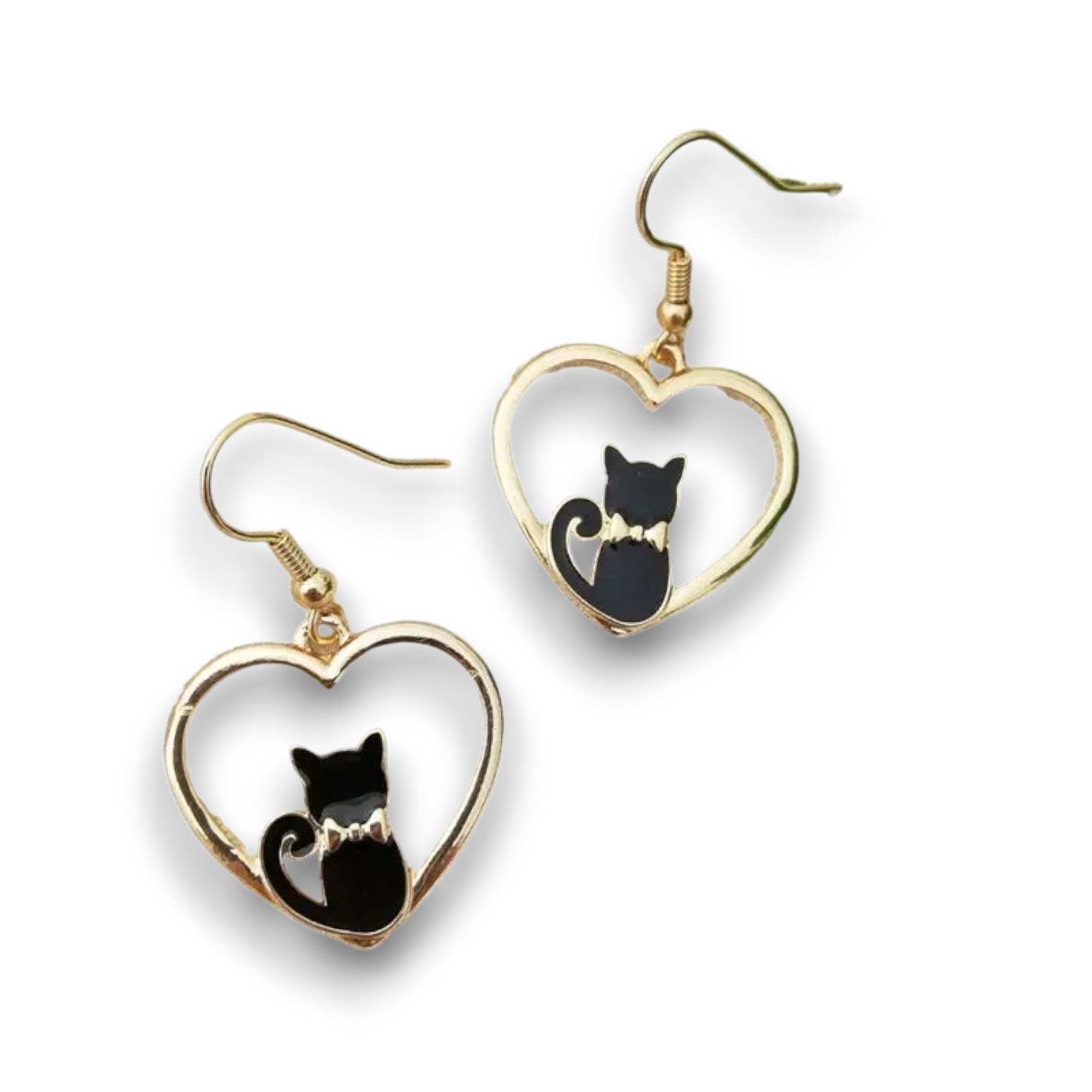 Boucles d’oreilles chat et cœur