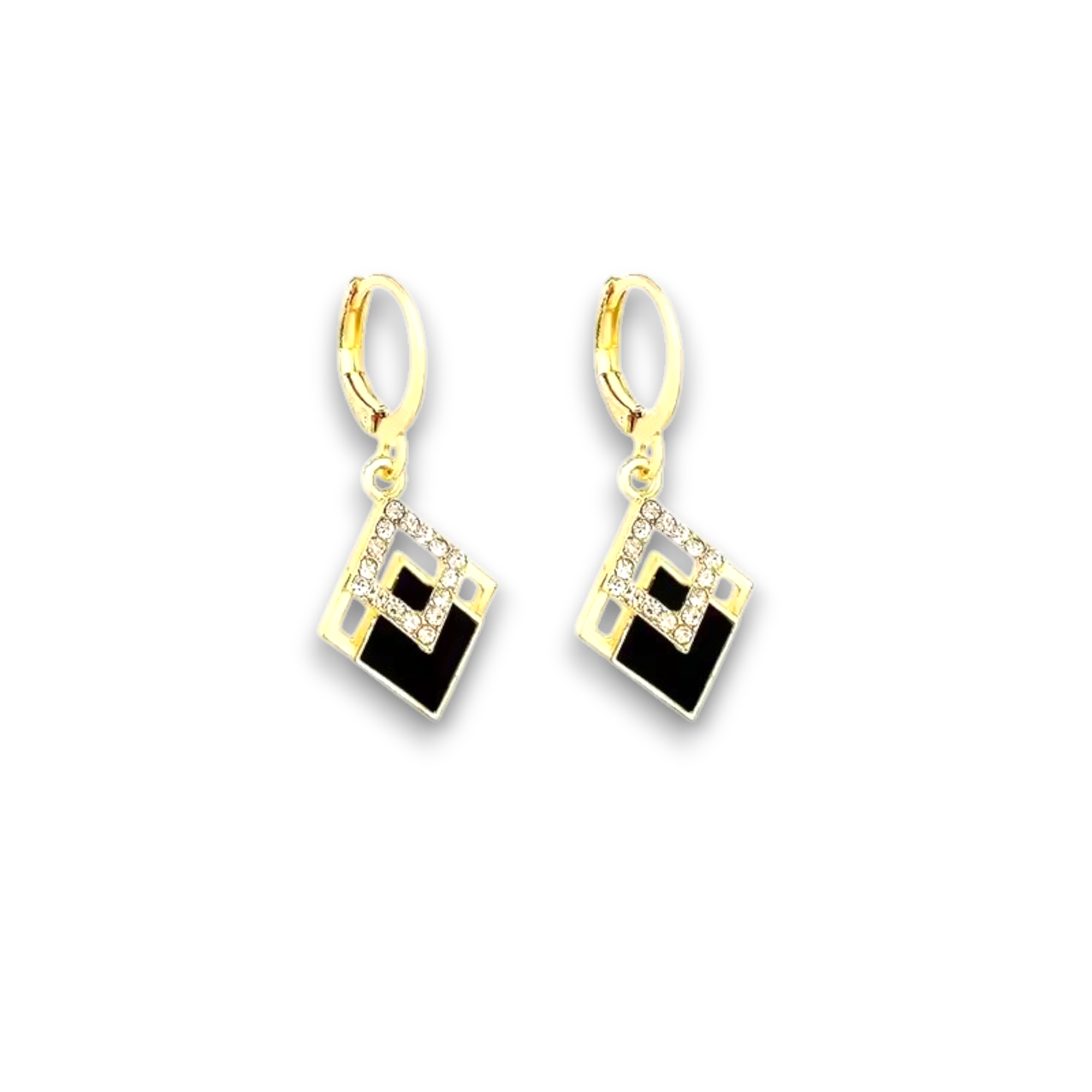 Boucles d’oreilles glamour noir & cristal