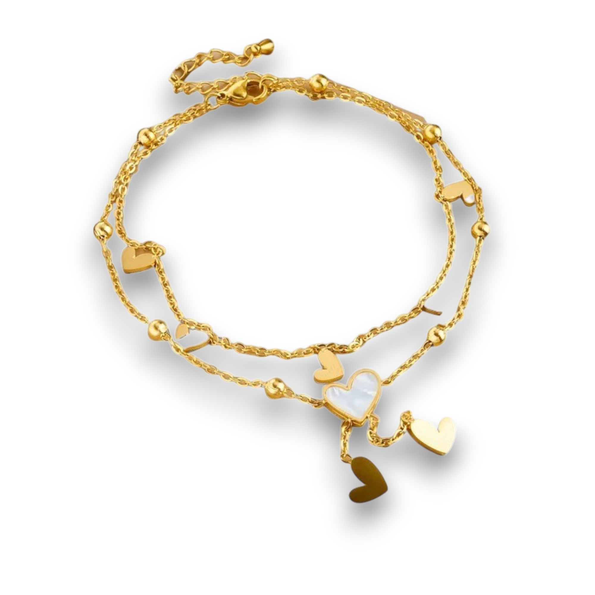 Bracelet de Cheville Double Cœur
