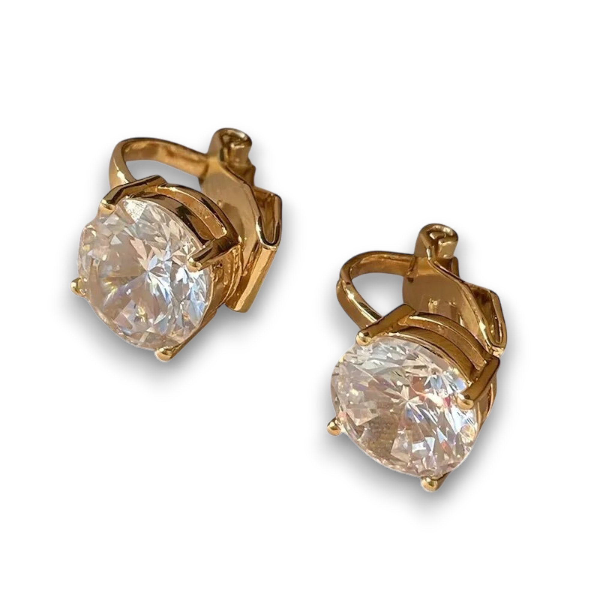 Boucles d'Oreilles Cubique & Finition Dorée