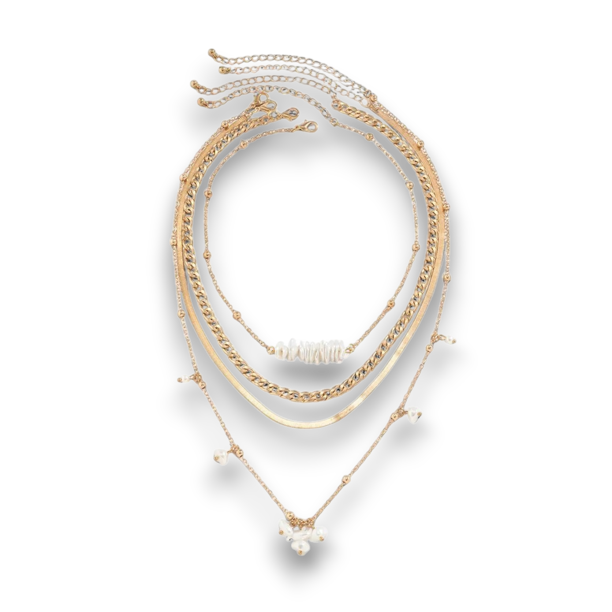 Set of 4 Baroque Pearl Necklaces